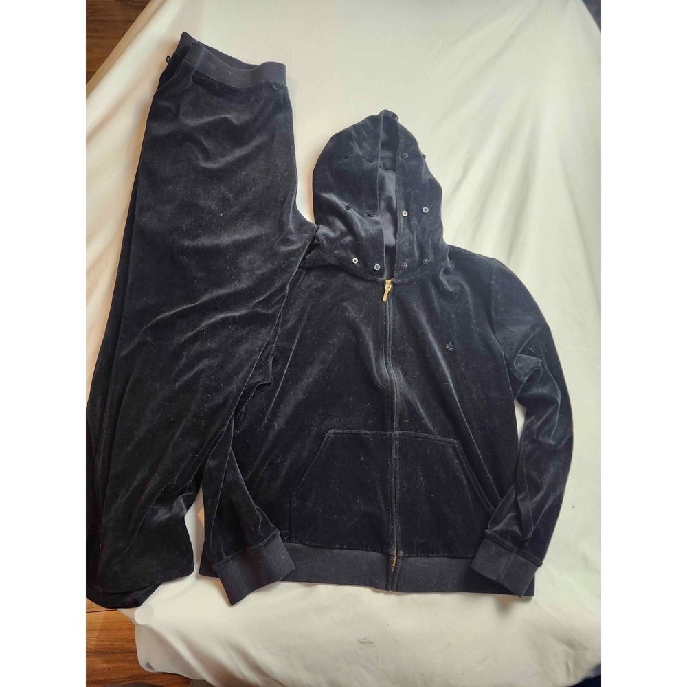 Lauren Ralph Lauren Hoodie Sweatpants Tracksuit Womens Size XL/L Black Velvet